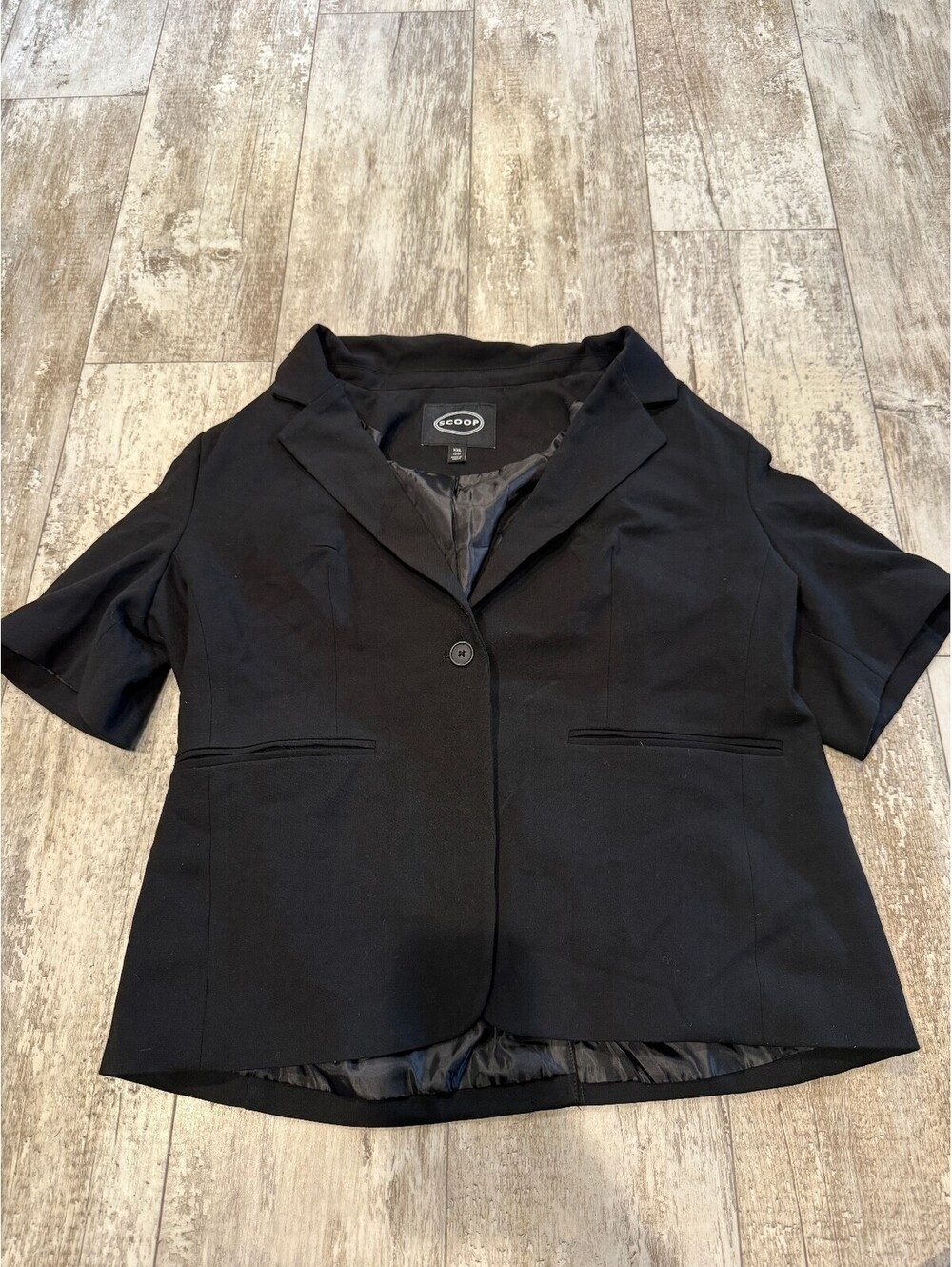 Scoop Womens XXL 20 Black Short Sleeve Blazer Office Siren